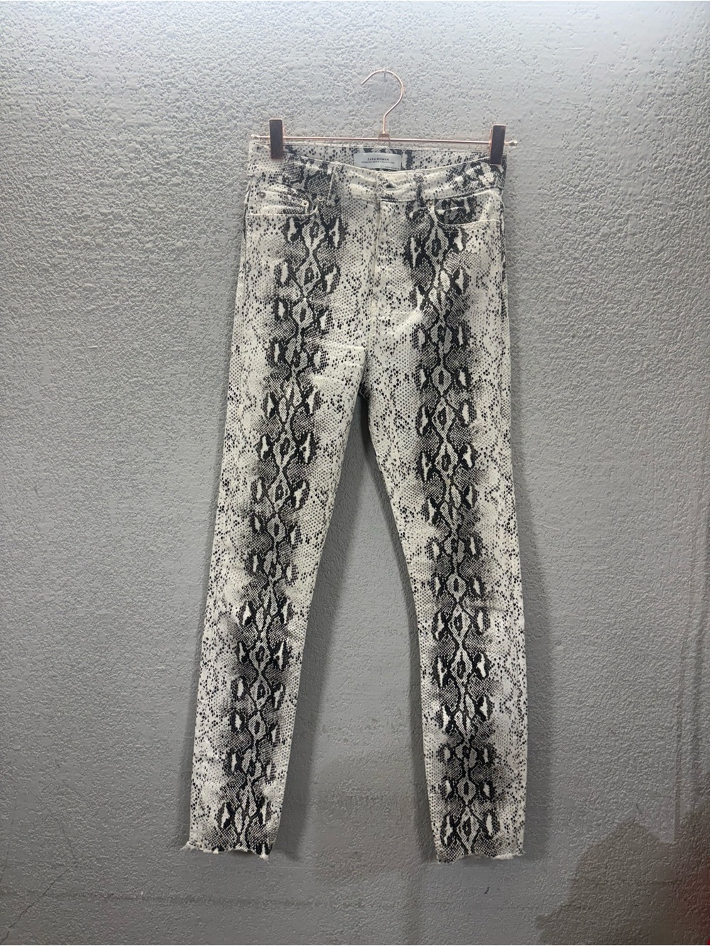 Zara Black & White Snake-Print Skinny Jeans
